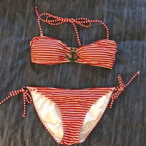 Red & White Striped Nautical Bikini